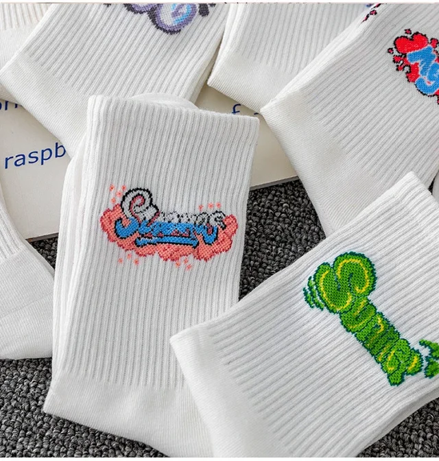 Unisex Lettered Cotton Mid-Calf Socks（10 pairs） Detail