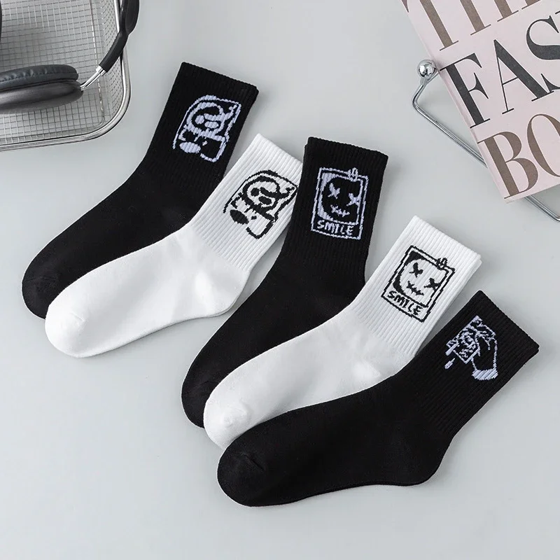 Black & White Oversized Couple Sports Socks（20 pairs）