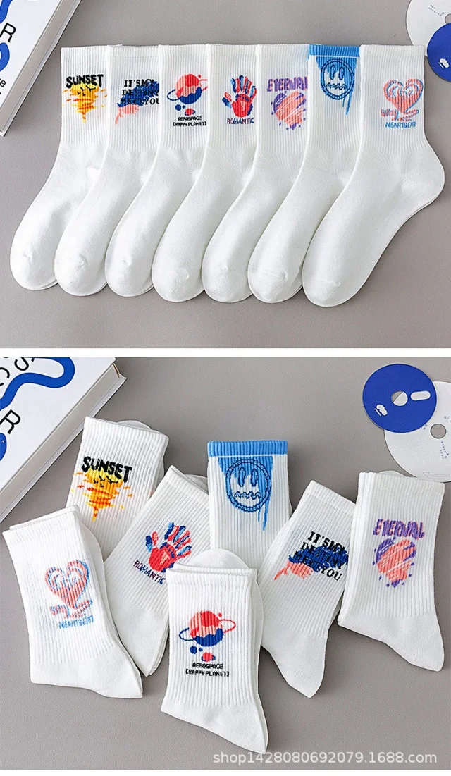 White Mid-Calf Cotton Sports Socks（14 pairs） Detail