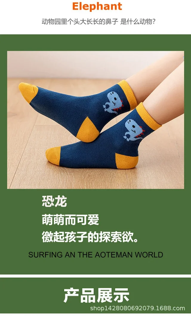 Kids' Cartoon Cotton Socks（5 pairs） Detail