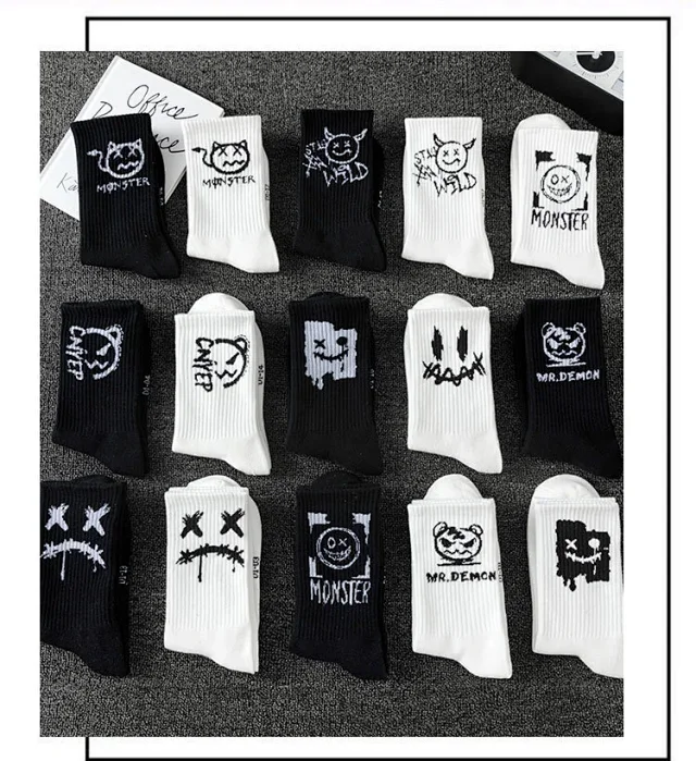 Unisex Black & White Basketball Crew Socks（20 pairs） Detail