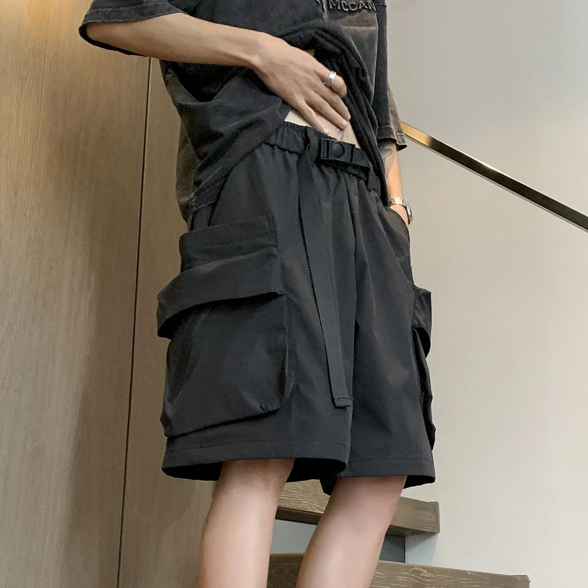 Japanese Streetwear Utility Shorts for Men