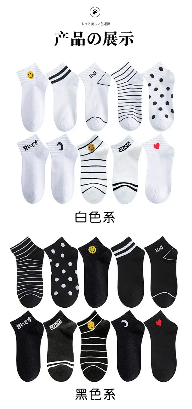 Korean Style White Ankle Socks（5 pairs） Detail