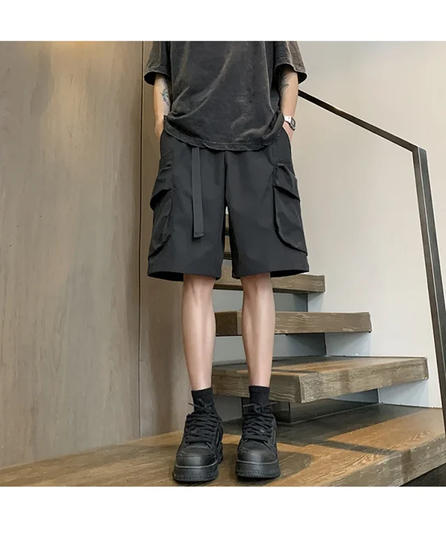 Japanese Streetwear Utility Shorts for Men Detail