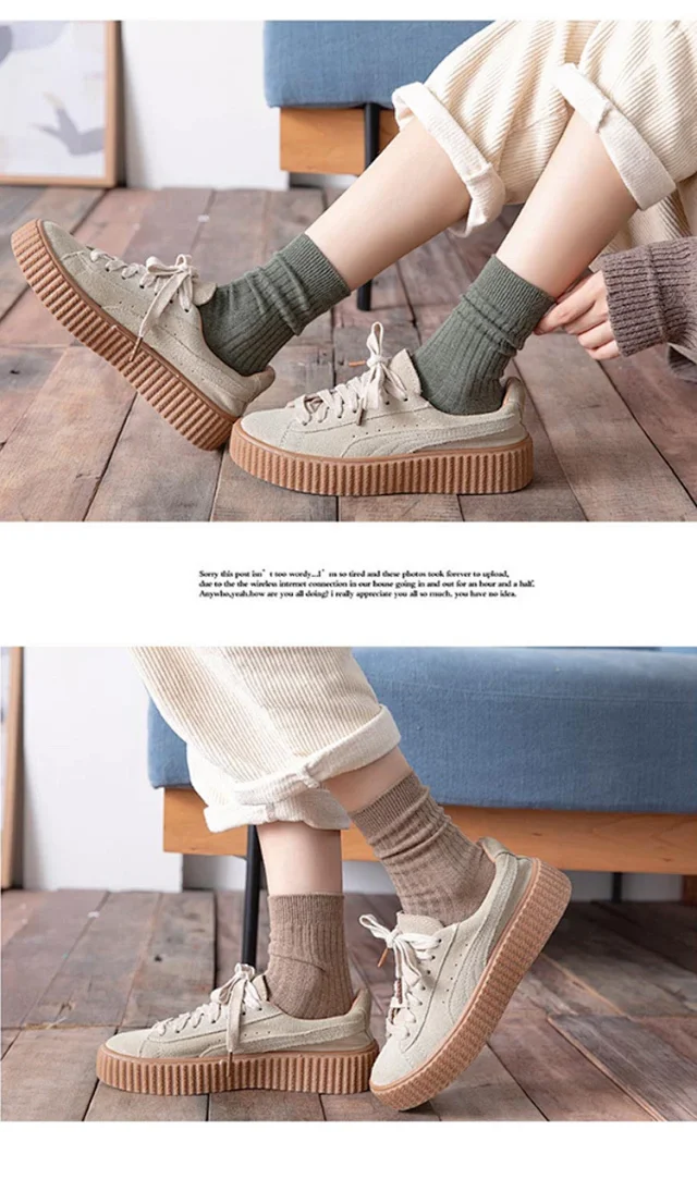 Women's Solid Color Cotton Over-the-Knee Socks（10 pairs） Detail