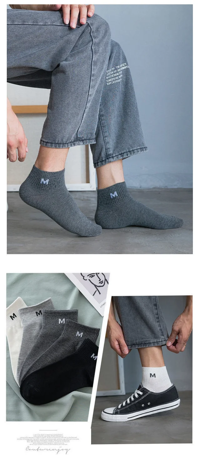 Men's White Breathable Ankle Socks（10 pairs） Detail