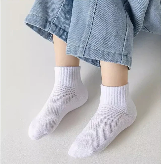 Kids' Solid White Ankle Socks（10 pairs） Detail