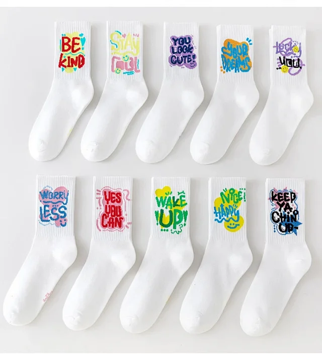 Women's Plus-Size White Mid-Calf Sports Socks（20 pairs） Detail