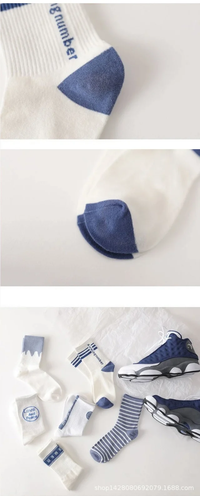 Korean Style White Mid-Calf Socks（10 pairs） Detail