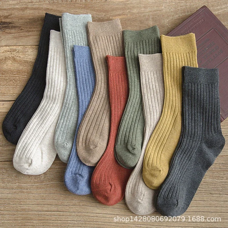 Women's Solid Color Cotton Over-the-Knee Socks（10 pairs）