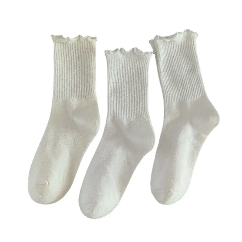 Lace-Trimmed Japanese Cotton Ankle Socks（6 pairs）