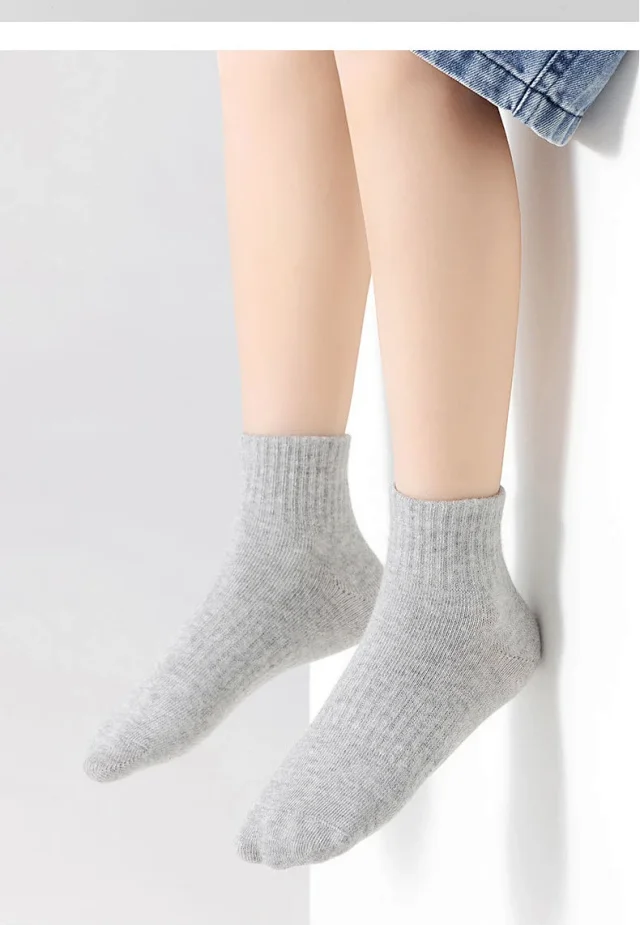 Kids' Solid White Ankle Socks（10 pairs） Detail