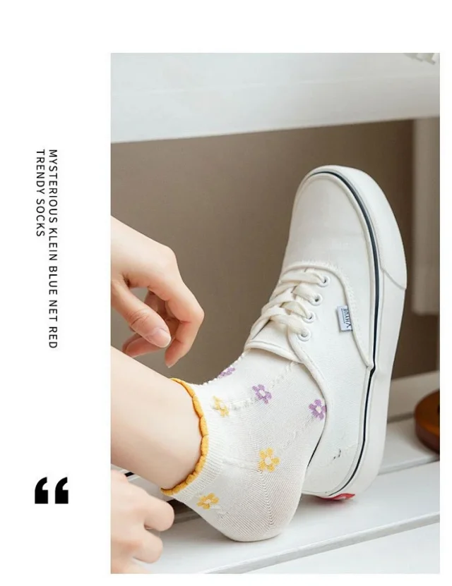 Sweet Floral Breathable Cotton Ankle Socks（10 pairs） Detail