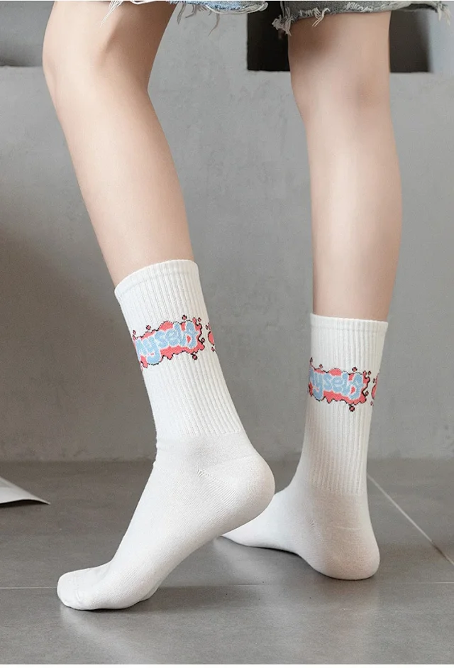 Unisex Lettered Cotton Mid-Calf Socks（10 pairs） Detail