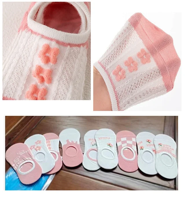 Korean-Style Pink Cartoon No-Show Socks（10 pairs） Detail