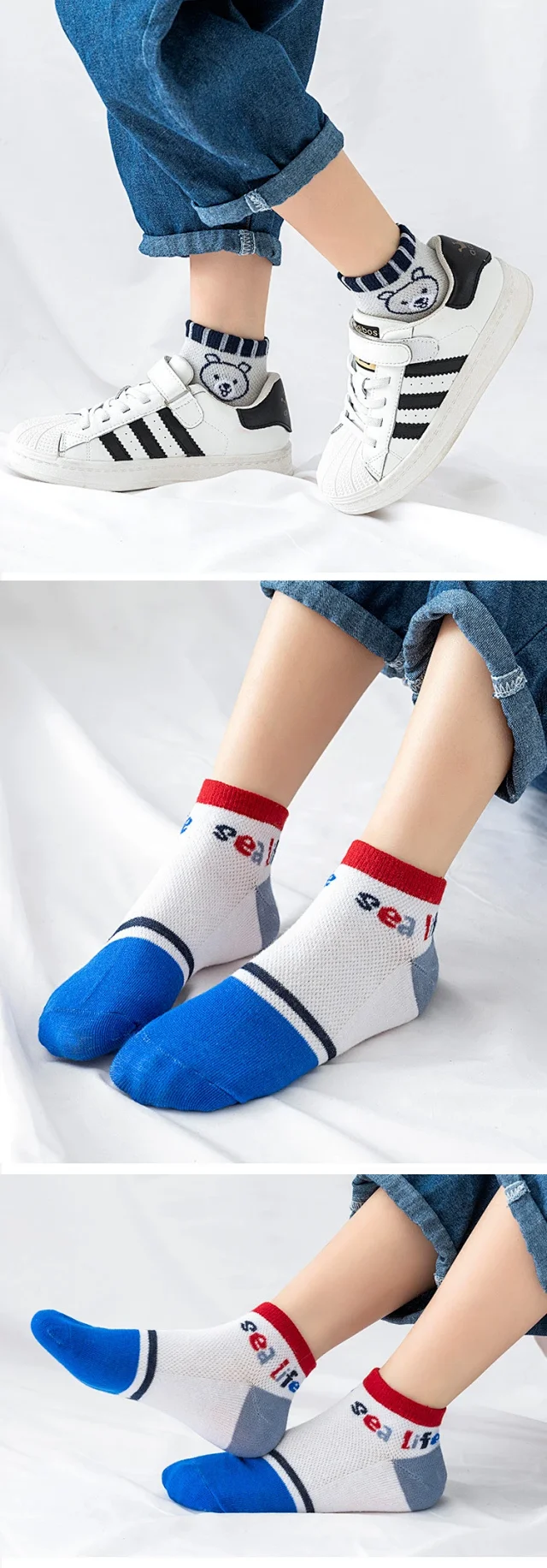 Kids' Cartoon Ankle Socks with Lace（5 pairs） Detail