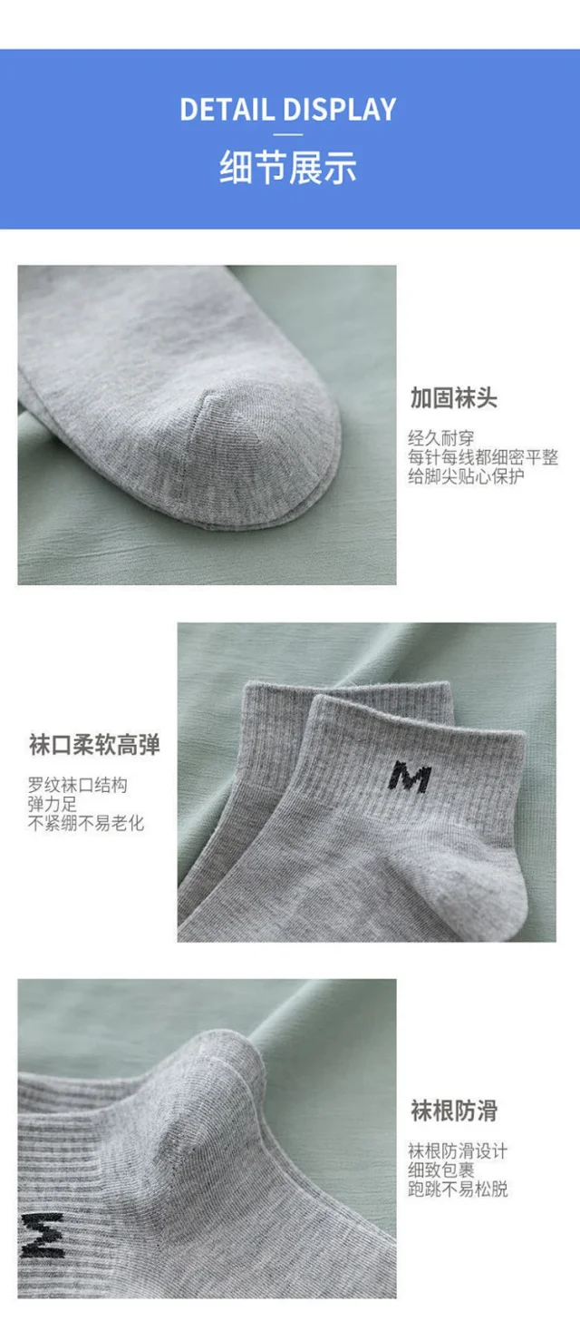 Men's White Breathable Ankle Socks（10 pairs） Detail