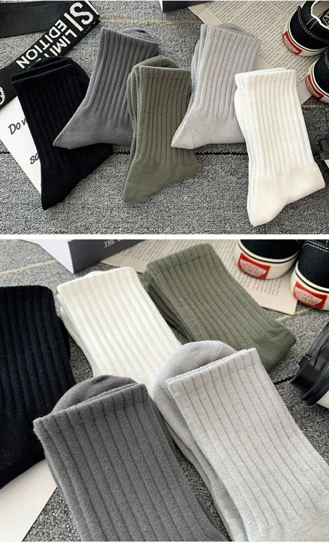 White Mid-Calf Basketball Socks for Couples（5 pairs） Detail