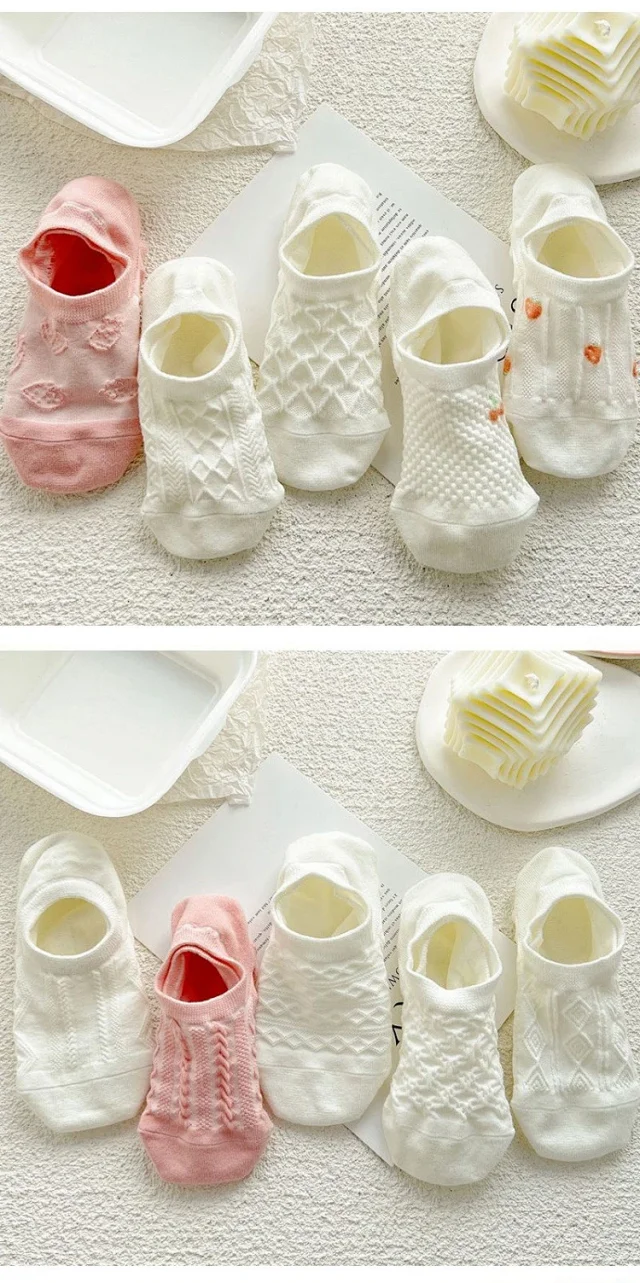 Korean-Style Pink Cartoon No-Show Socks（10 pairs） Detail