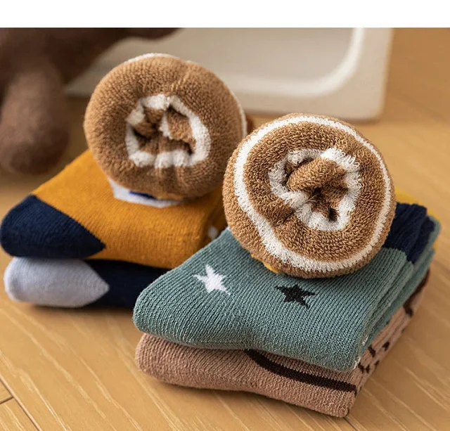 Cozy Terry Fleece-Lined Kids' Socks（5 pairs） Detail
