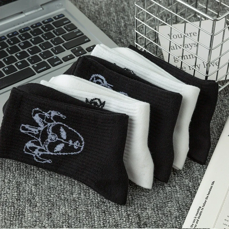 Men's Black & White Mid-Calf Sports Socks（20 pairs）