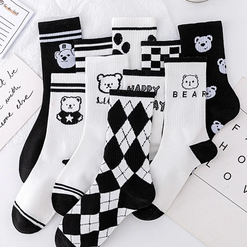 Striped Bear Cotton Socks（10 pairs）