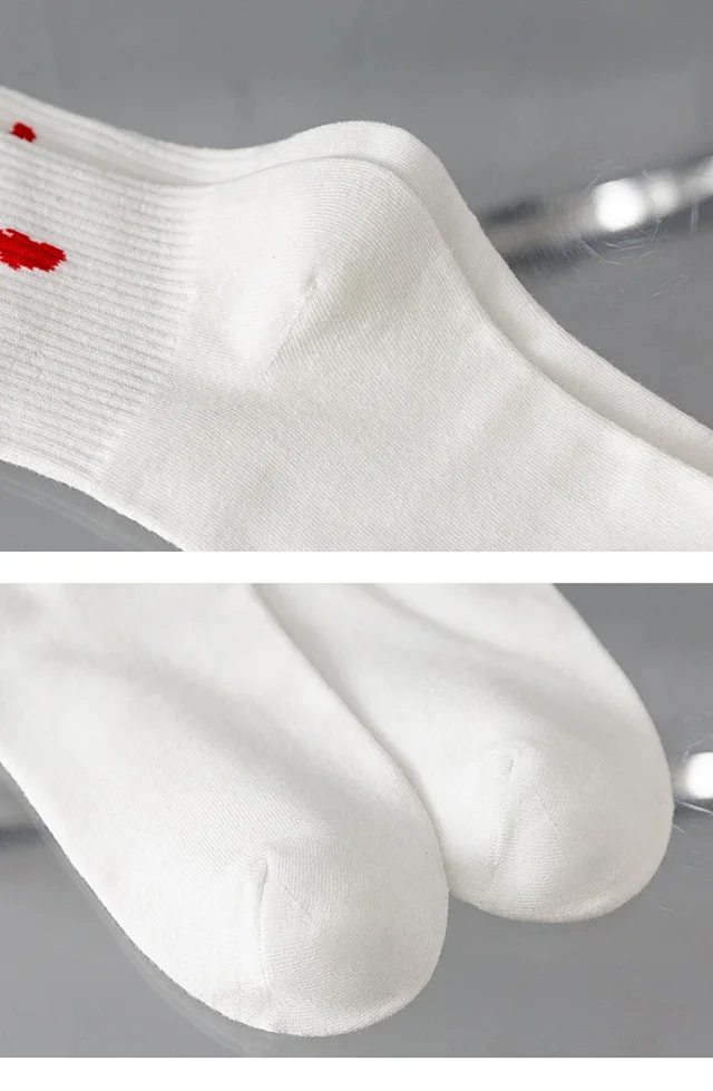 Trendy White Mid-Calf Couple Socks（10 pairs） Detail