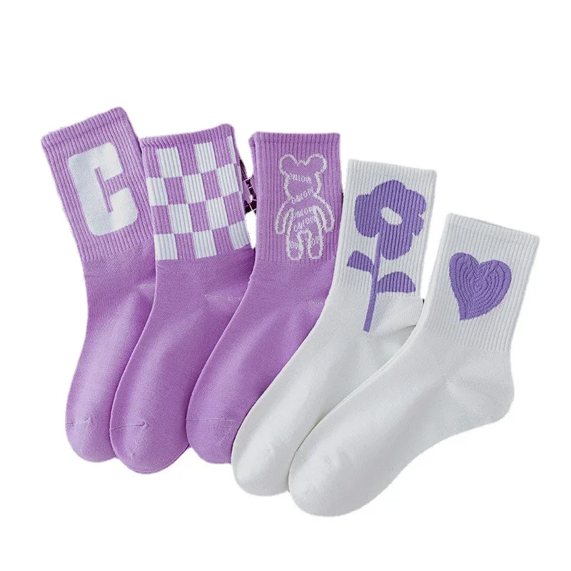 Cartoon Bear Cotton Socks（8 pairs）