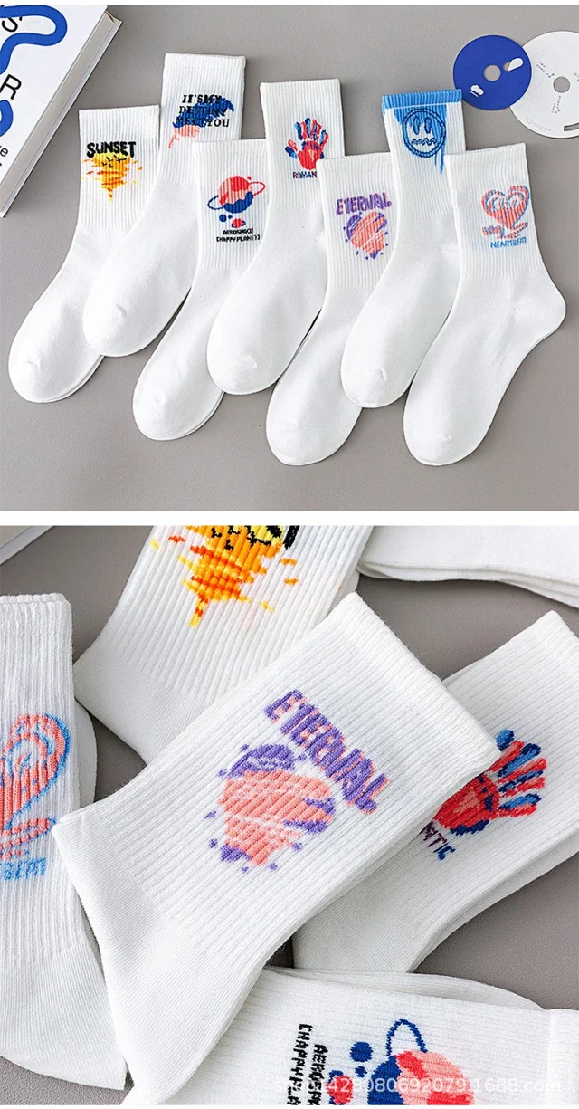 White Mid-Calf Cotton Sports Socks（14 pairs） Detail