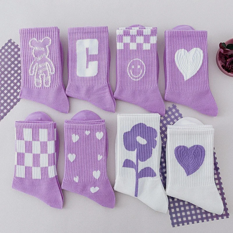 Cartoon Bear Cotton Socks（8 pairs）