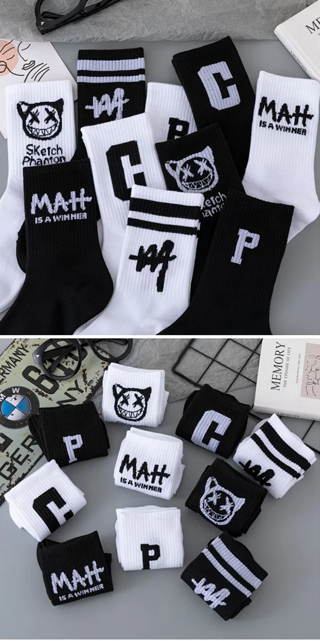 Black & White Cotton Couple Socks（10 pairs） Detail