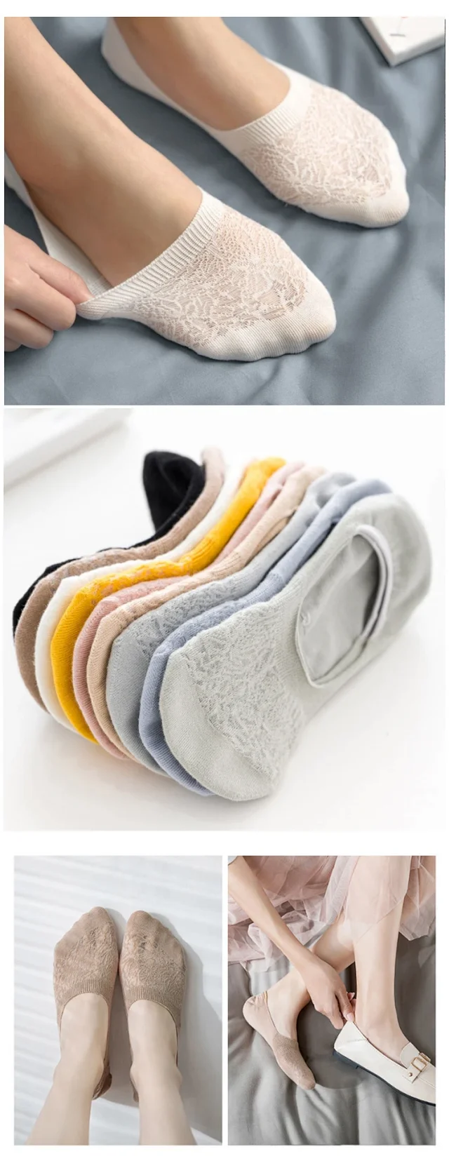 Lace Trim Invisible Summer Socks（10 pairs） Detail