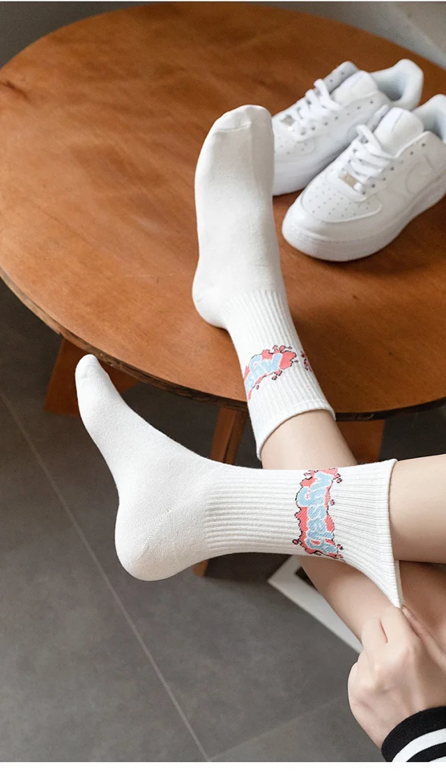 Unisex Lettered Cotton Mid-Calf Socks（10 pairs） Detail