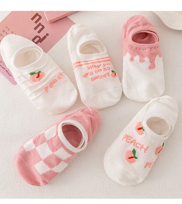 Korean-Style Pink Cartoon No-Show Socks（10 pairs） Detail