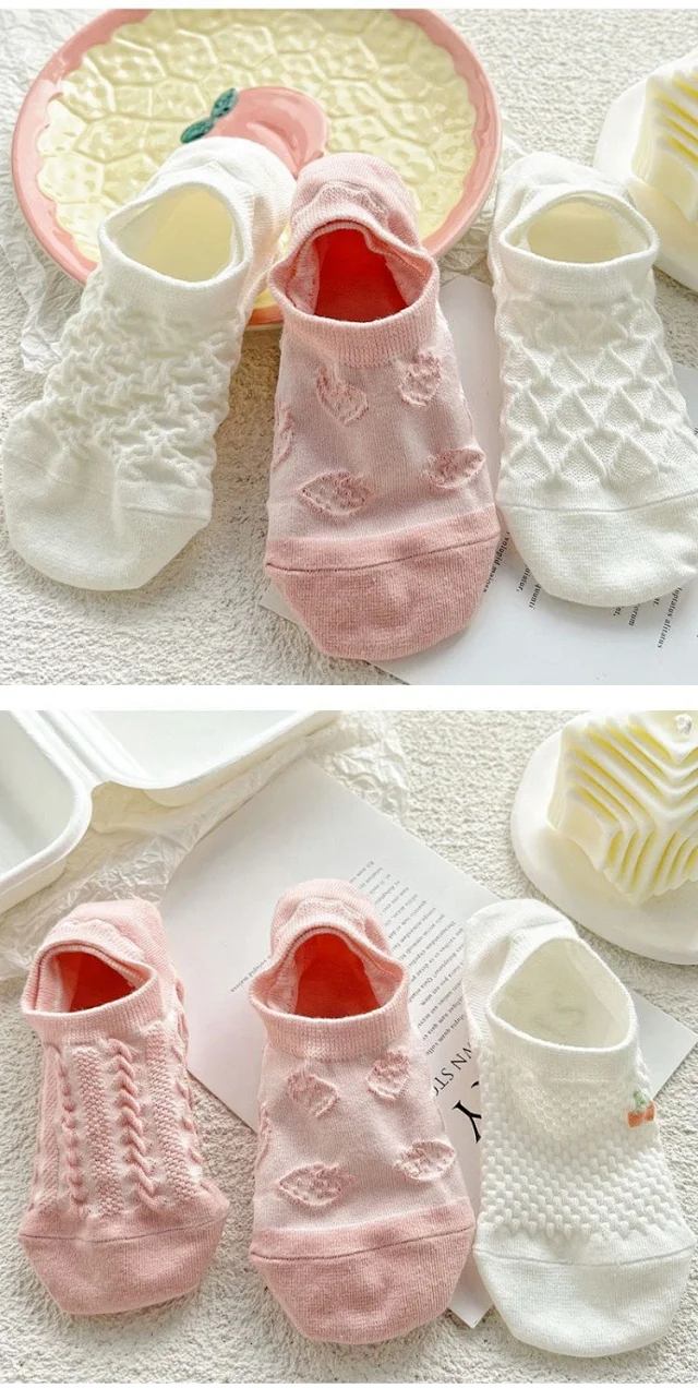 Korean-Style Pink Cartoon No-Show Socks（10 pairs） Detail