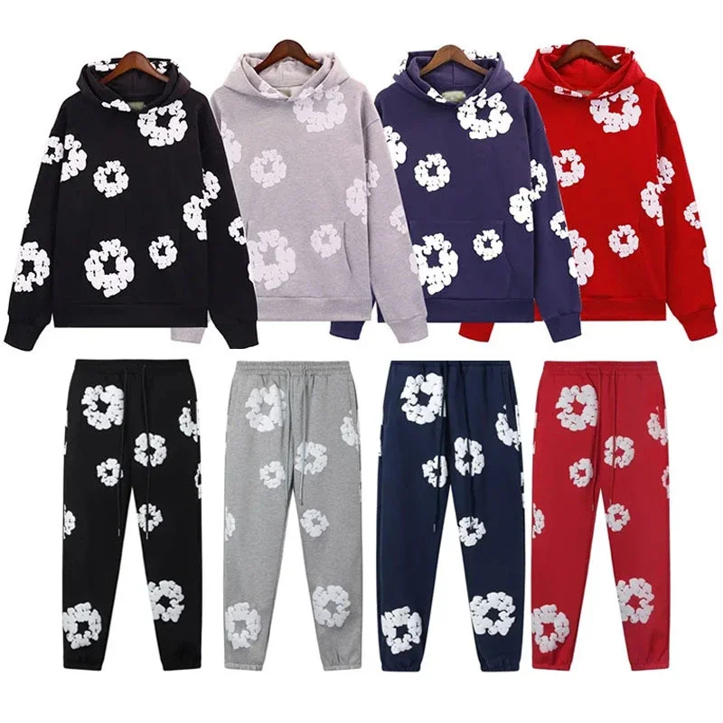 Trendy Oversized Foam-Print Hoodie Set
