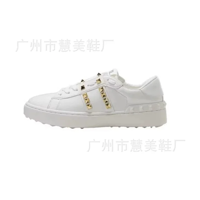 Studded Unisex White Platform Sneakers Detail