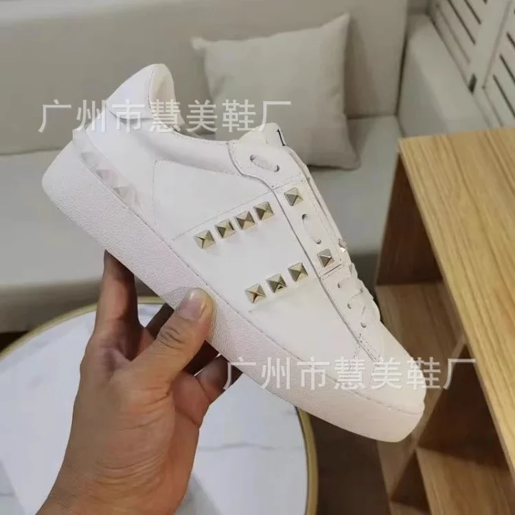 Studded Unisex White Platform Sneakers