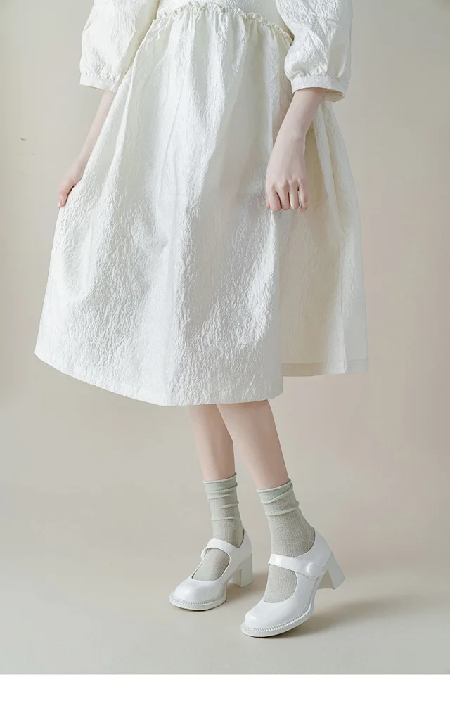 Summer Women's Mid-Calf Breathable Combed Cotton Solid College Style Ins Mesh Heap Socks Detail