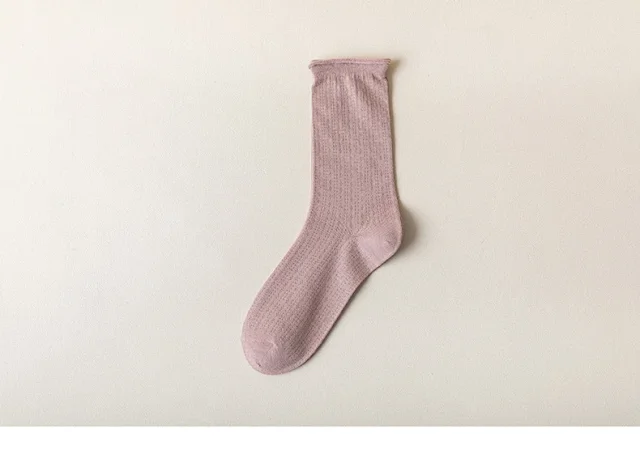 Summer Women's Mid-Calf Breathable Combed Cotton Solid College Style Ins Mesh Heap Socks Detail