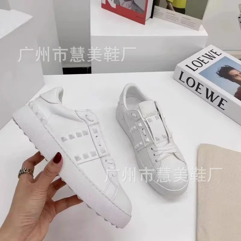 Studded Unisex White Platform Sneakers
