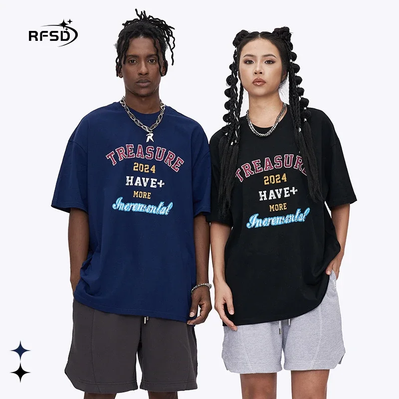 RFSD Men's T-shirt | 2025 Spring/Summer New Waste Style Brush Painting Print Loose Short-sleeve