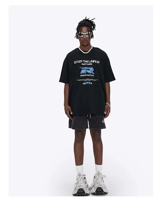 RFSD Men's 2025 Summer Distressed Letter Tee Detail