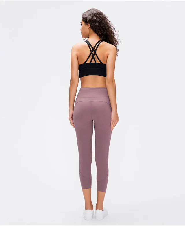 Bare-Feel Double-Strap Yoga Sports Bra Detail