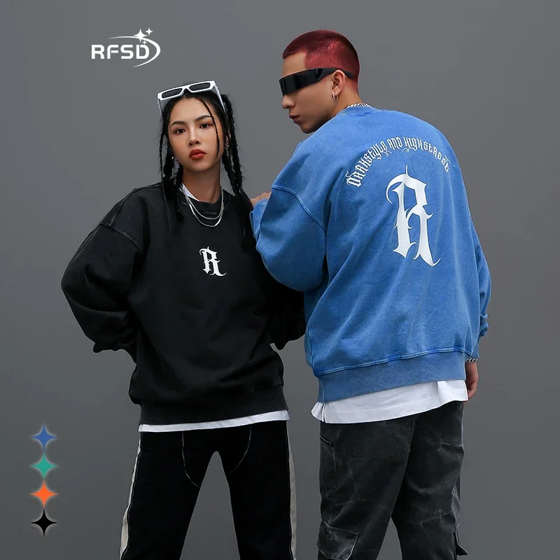 RFSD Men's 2025 FW R-Print 420g Relaxed Wax-Dyed Crewneck Sweatshirt