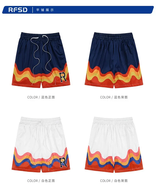 RFSD Men's | 2025 Summer New American Hip - Hop Flame Print Shorts Detail