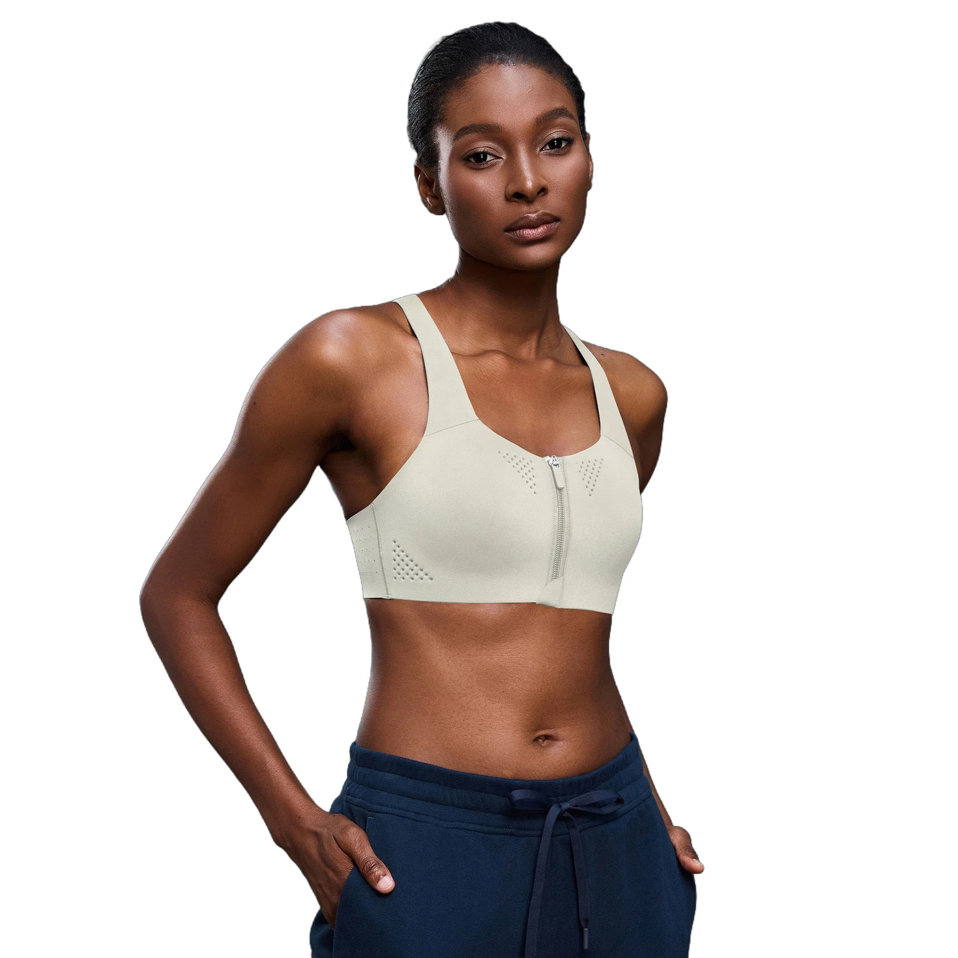Zip-Front Supportive Yoga Sports Bra