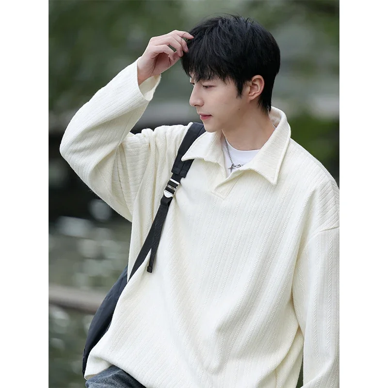 Japanese POLO Shirt New Lazy Style V-Neck Sweatshirt