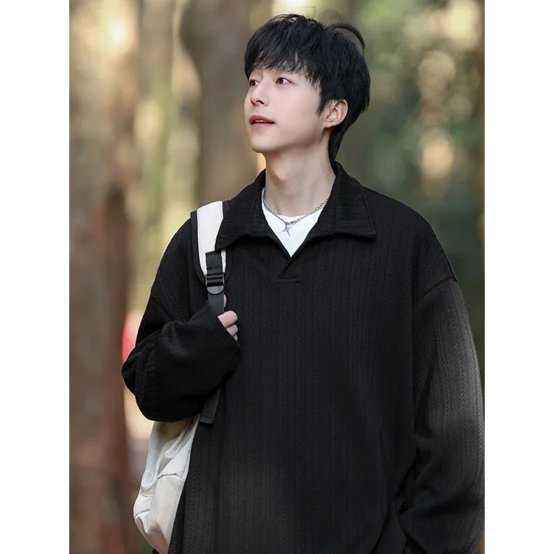 Japanese POLO Shirt New Lazy Style V-Neck Sweatshirt