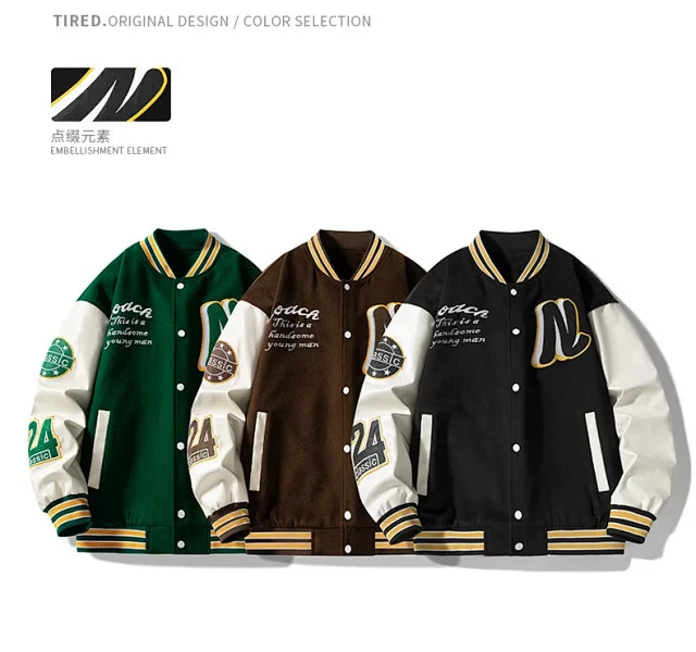 Vintage Letterman Bomber Jacket for Men Detail